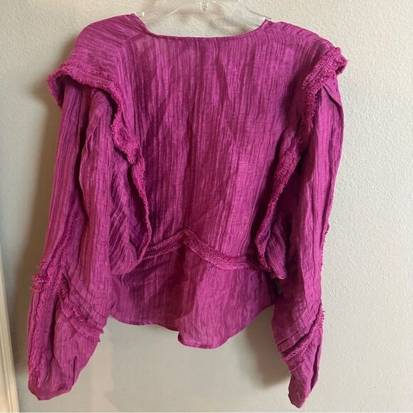 IRO Paris Camer Pleated Long Sleeve Blouse in Purple - Picture 7 of 7